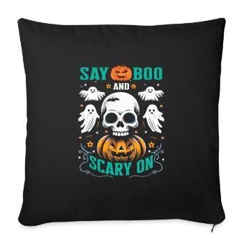 Fête d’Halloween Enfants SAY BOO SCARY ON Funny - Housse de coussin décorative 45 x 45 cm - noir - Devant