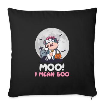 Halloween Party MOO! I MEAN BOO Funny Zombie - Sofa pillowcase 17,3'' x 17,3'' (45 x 45 cm) - black - Front