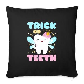 Halloween Kids TRICK OR TEETH Fun - Sofa pillowcase 17,3'' x 17,3'' (45 x 45 cm) - black - Front