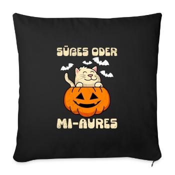 Halloween Costume Cat Fan SWEET OR MI-AURES - Sofa pillowcase 17,3'' x 17,3'' (45 x 45 cm) - black - Front