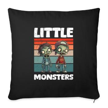 Halloween Kostüm Kinder LITTLE MONSTERS Lustiges - Sofakissenbezug 45 x 45 cm - Schwarz - Vorne