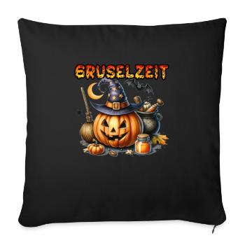 Halloween Kostüm Kinder GRUSELZEIT Lustiges - Sofakissenbezug 45 x 45 cm - Schwarz - Vorne