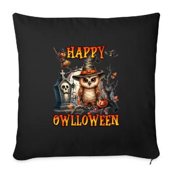 Halloween Kids HAPPY OWLLOWEEN Funny - Sofa pillowcase 17,3'' x 17,3'' (45 x 45 cm) - black - Front