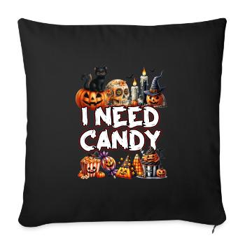 Fête d’Halloween Enfants J’AI BESOIN DE BONBONS Drôle - Housse de coussin décorative 45 x 45 cm - noir - Devant