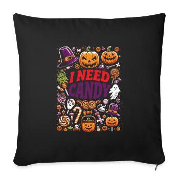 Costume d’Halloween Enfants J’AI BESOIN DE BONBONS DRÔLE - Housse de coussin décorative 45 x 45 cm - noir - Devant