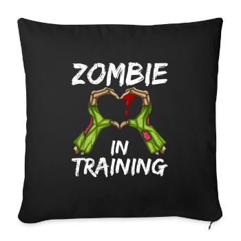 Halloween Kostüm Kinder ZOMBIE IN AUSBILDUNG - Sofakissenbezug 45 x 45 cm - Schwarz - Vorne