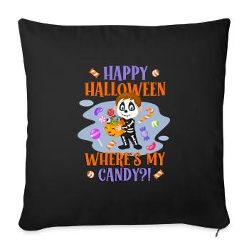 Joyeux Halloween OÙ SONT MES BONBONS ? Drôles d’enfants - Housse de coussin décorative 45 x 45 cm - noir - Devant