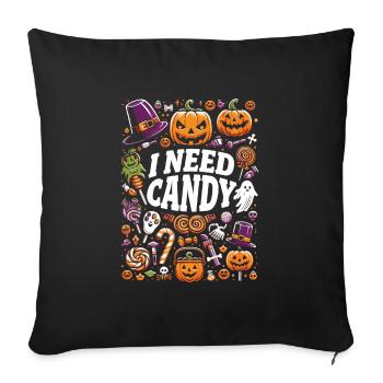 Costume d’Halloween Enfants J’AI BESOIN DE BONBONS DRÔLE - Housse de coussin décorative 45 x 45 cm - noir - Devant