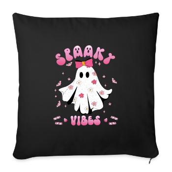 Halloween Fille SPOOKY VIBES Fête d’Halloween - Housse de coussin décorative 45 x 45 cm - noir - Devant