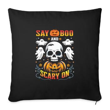 Fête d’Halloween Enfants SAY BOO SCARY ON Funny - Housse de coussin décorative 45 x 45 cm - noir - Devant