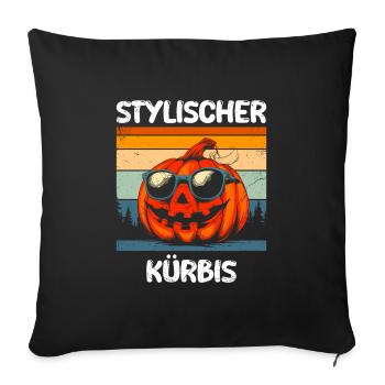 Halloween Fête Enfants ÉLÉGANT CITROUILLE Drôle - Housse de coussin décorative 45 x 45 cm - noir - Devant