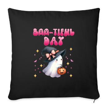 Halloween Fille BOO-TIFUL DAY Drôle de fille - Housse de coussin décorative 45 x 45 cm - noir - Devant