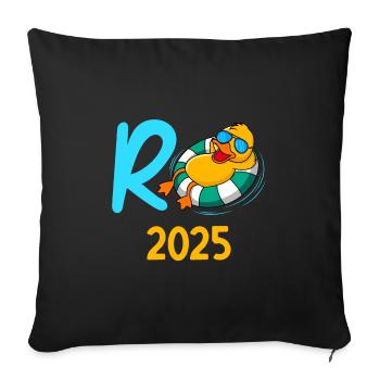 Rente 2025 R-Ente Pensionierung Ruhestand - Sofakissenbezug 45 x 45 cm - Schwarz - Vorne