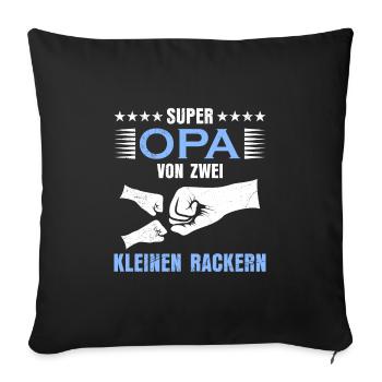 Großvater SUPER OPA VON ZWEI KLEINEN RACKERN - Sofakissenbezug 45 x 45 cm - Schwarz - Vorne