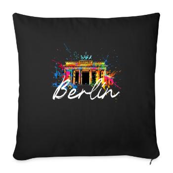 Art coloré Monument de Berlin Porte de Brandebourg - Housse de coussin décorative 45 x 45 cm - noir - Devant