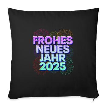 Silvester HAPPY NEW YEAR 2025 Silvester Party - Sofakissenbezug 45 x 45 cm - Schwarz - Vorne