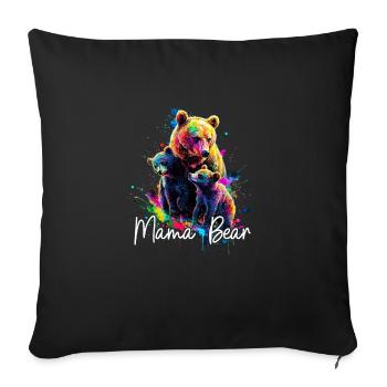 Floral Artistique Maman Ours Ours Maman Fête des Mères - Housse de coussin décorative 45 x 45 cm - noir - Devant