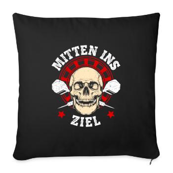 Dartspieler MITTEN INS ZIEL Lustiges - Sofakissenbezug 45 x 45 cm - Schwarz - Vorne