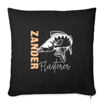 Angler ZANDER FLÜSTERER Angeln Hobby Angler - Sofakissenbezug 45 x 45 cm - Schwarz - Vorne