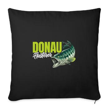 DONAU FLÜSTERER Angler Outfit Angeln Hobby - Sofakissenbezug 45 x 45 cm - Schwarz - Vorne