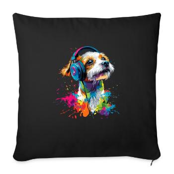 Coloré Artistique Jack Russell Terrier Chien Jacky - Housse de coussin décorative 45 x 45 cm - noir - Devant