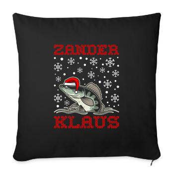 Lustiges Weihnachten Angler Zander - Sofakissenbezug 45 x 45 cm - Schwarz - Vorne
