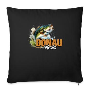 DONAU MEISTER Lustiges Angeln Hobby Angler - Sofakissenbezug 45 x 45 cm - Schwarz - Vorne