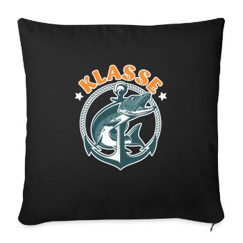 Hecht Angler KLASSE HECHT Lustiges Hecht Angeln - Sofakissenbezug 45 x 45 cm - Schwarz - Vorne