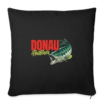 DONAU FLÜSTERER Angler Outfit Angeln Hobby - Sofakissenbezug 45 x 45 cm - Schwarz - Vorne