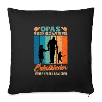 OPAS WURDEN ERSCHAFFEN ENKELKINDER HELDEN - Sofakissenbezug 45 x 45 cm - Schwarz - Vorne