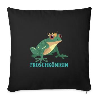 Karneval FROSCHKÖNIGIN Lustiges Frosch Kostüm - Sofakissenbezug 45 x 45 cm - Schwarz - Vorne