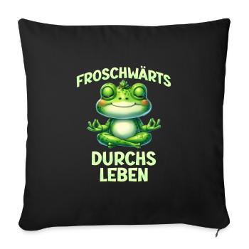 Froschkostüm FROSCHWÄRTS DURCHS LEBEN Lustiges - Sofakissenbezug 45 x 45 cm - Schwarz - Vorne