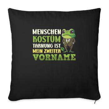 Froschkostüm MENSCHEN KOSTÜM TARNUNG MEIN VORNAME - Sofakissenbezug 45 x 45 cm - Schwarz - Vorne