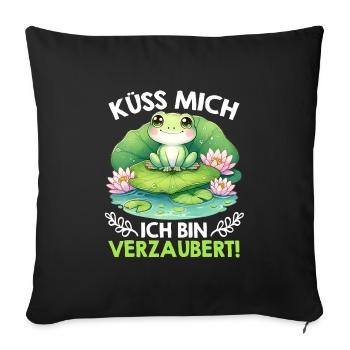 Froschkostüm KÜSS MICH ICH BIN VERZAUBERT - Sofakissenbezug 45 x 45 cm - Schwarz - Vorne