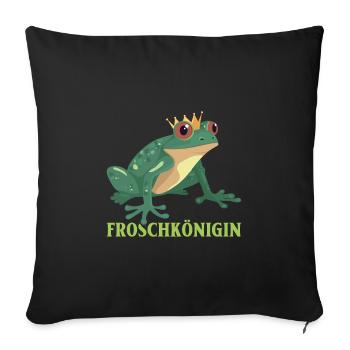 Karneval FROSCHKÖNIGIN Lustiges Frosch Kostüm - Sofakissenbezug 45 x 45 cm - Schwarz - Vorne