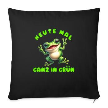 Froschkostüm HEUTE MAL GANZ IN GRÜN Lustiges - Sofakissenbezug 45 x 45 cm - Schwarz - Vorne