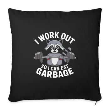 Fitness Raccoon Workout - Sofa pillowcase 17,3'' x 17,3'' (45 x 45 cm) - black - Front