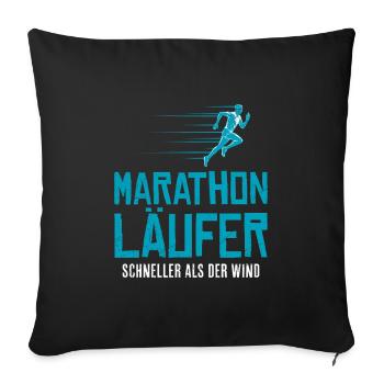 Laufen MARATHON LÄUFER SCHNELLER ALS DER WIND - Sofakissenbezug 45 x 45 cm - Schwarz - Vorne