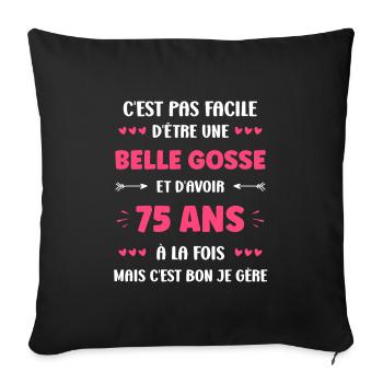 75 ANS - Housse de coussin décorative 45 x 45 cm - noir - Devant