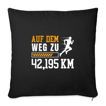 Läufer AUF DEM WEG ZU 42.195 KM Laufen Lustiges - Sofakissenbezug 45 x 45 cm - Schwarz - Vorne