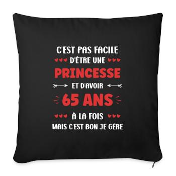 65 ANS - Housse de coussin décorative 45 x 45 cm - noir - Devant