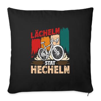 Elektro Fahrrad LÄCHELN STATT HECHELN Lustiges - Sofakissenbezug 45 x 45 cm - Schwarz - Vorne