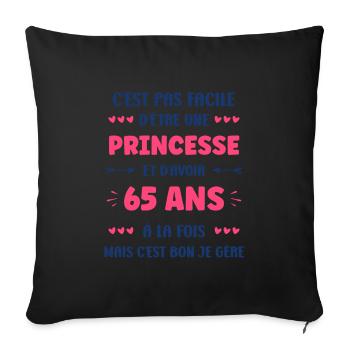 65 ANS - Housse de coussin décorative 45 x 45 cm - noir - Devant