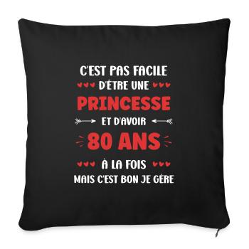 80 ANs - Housse de coussin décorative 45 x 45 cm - noir - Devant