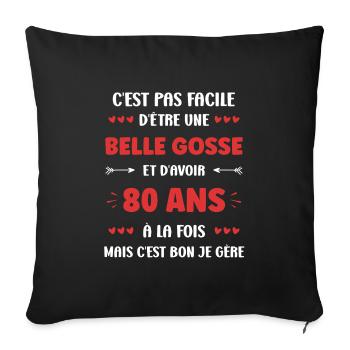 80 ANS - Housse de coussin décorative 45 x 45 cm - noir - Devant