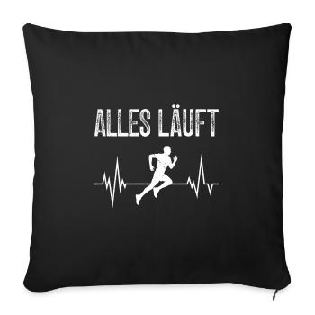 Läufer ALLES LÄUFT Laufen Marathon Lustiges - Sofakissenbezug 45 x 45 cm - Schwarz - Vorne
