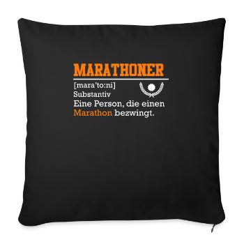 Läufer MARATHONI Laufen Lustiges Marathon - Sofakissenbezug 45 x 45 cm - Schwarz - Vorne