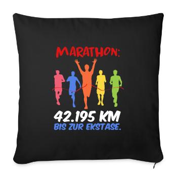 Läufer MARATHON BIS ZUR EKSTASE Laufen Lustig - Sofakissenbezug 45 x 45 cm - Schwarz - Vorne
