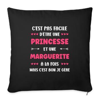 Marguerite - Housse de coussin décorative 45 x 45 cm - noir - Devant