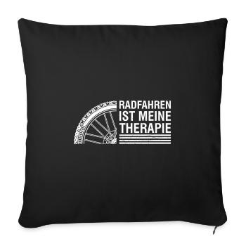 RADFAHREN IST MEINE THERAPIE Radler Lustiges - Sofakissenbezug 45 x 45 cm - Schwarz - Vorne